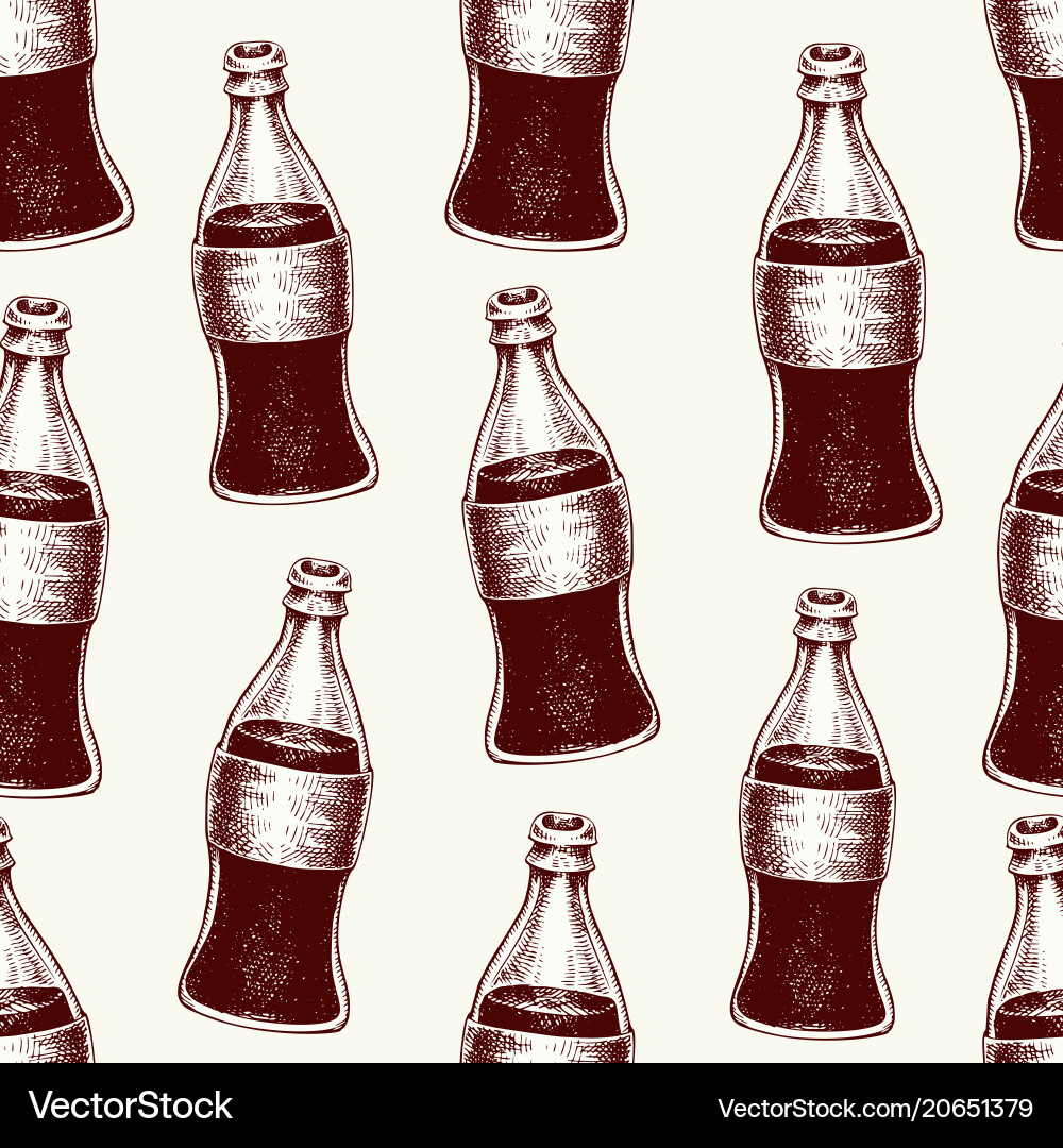 Retro Cola Bottles Seamless Pattern Vector Image