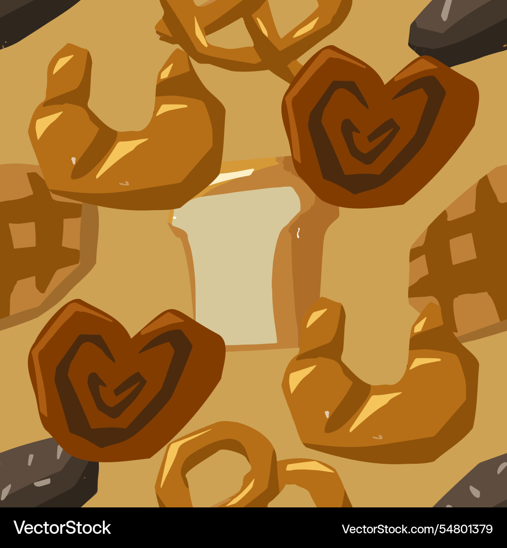 Seamless pattern of various bread types waffles Seamless pattern of various bread types waffles vector image