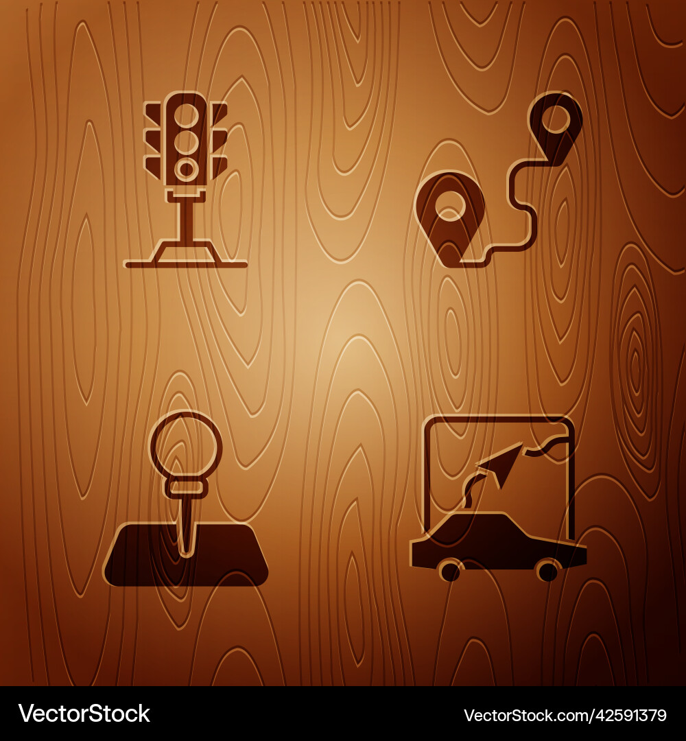 Set city map navigation traffic light push pin Vector Image