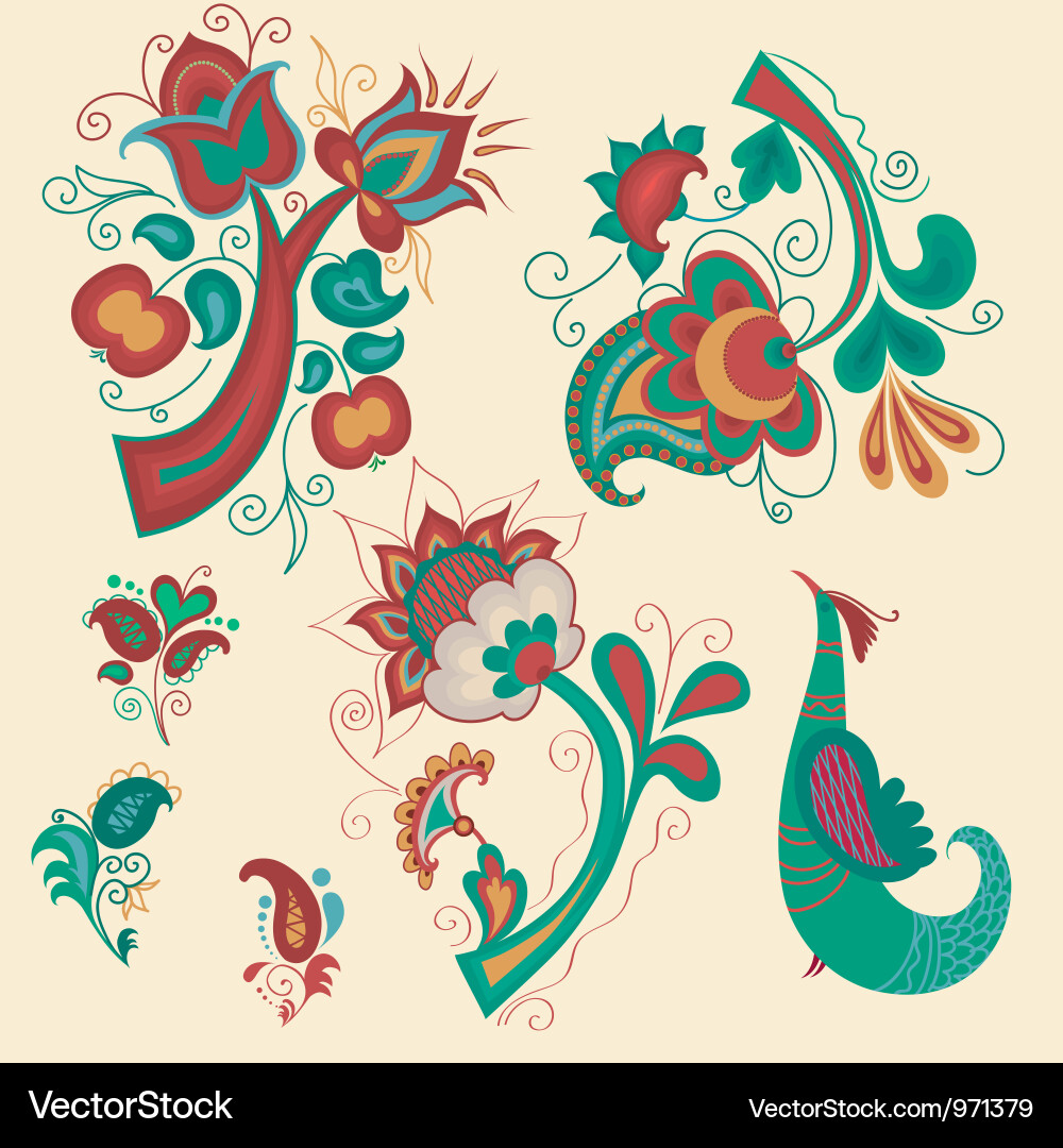 Set of patterns in russian style vector image