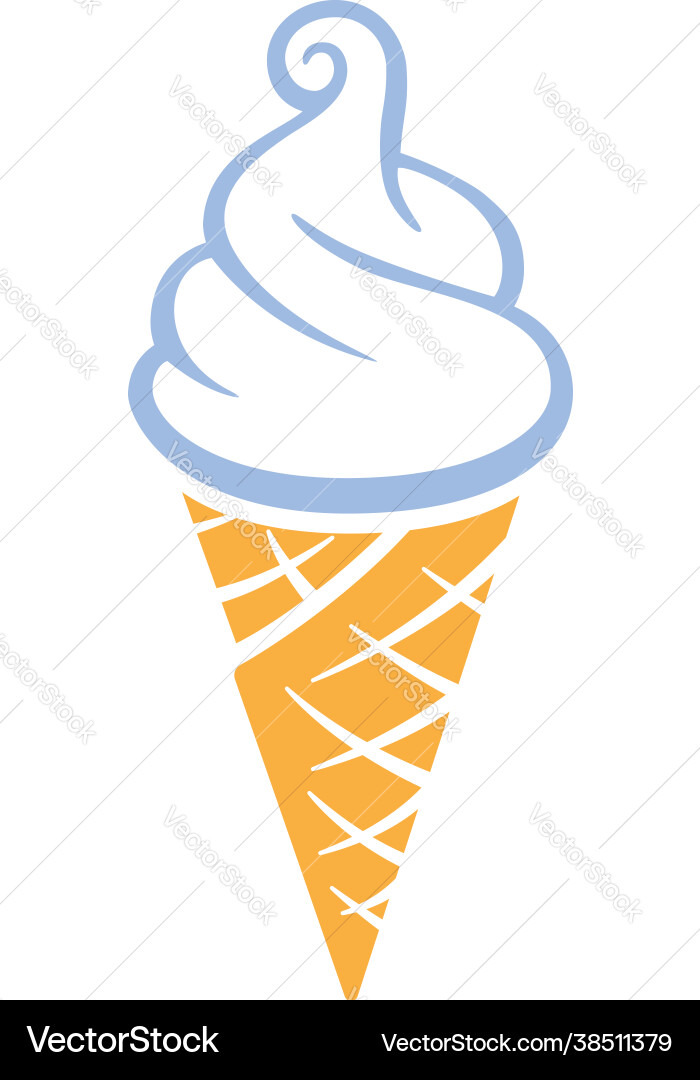 Simple fun soft serve icecream in waffle cone Vector Image