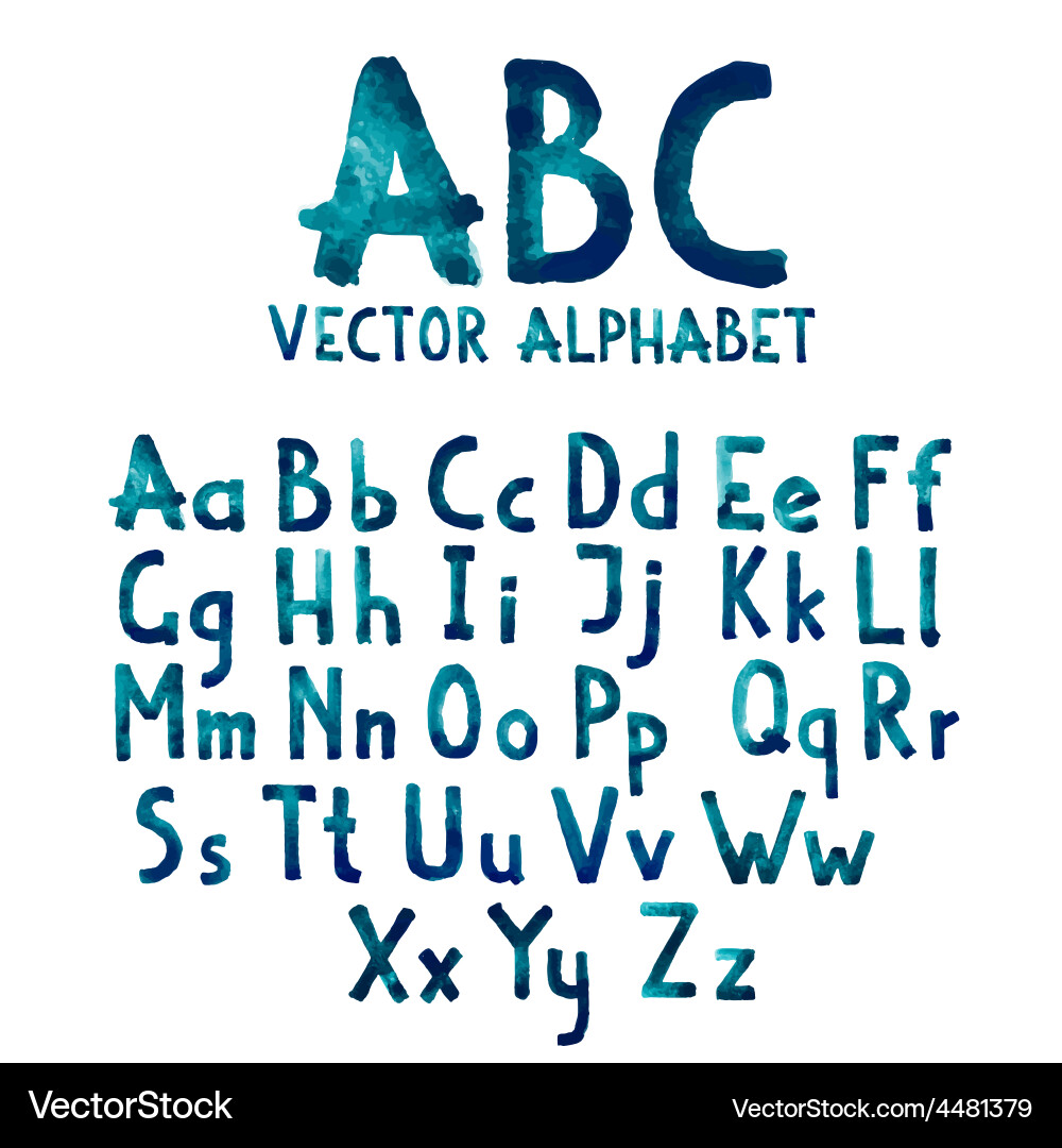 Watercolor Alphabet Lettering Art vector image