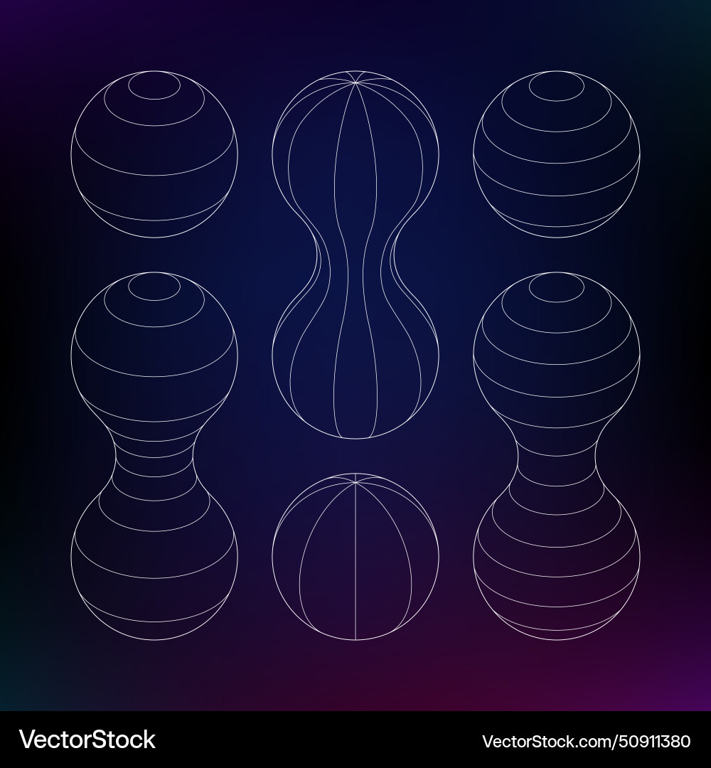 Abstract circle wire frames 3d grid Vector Image