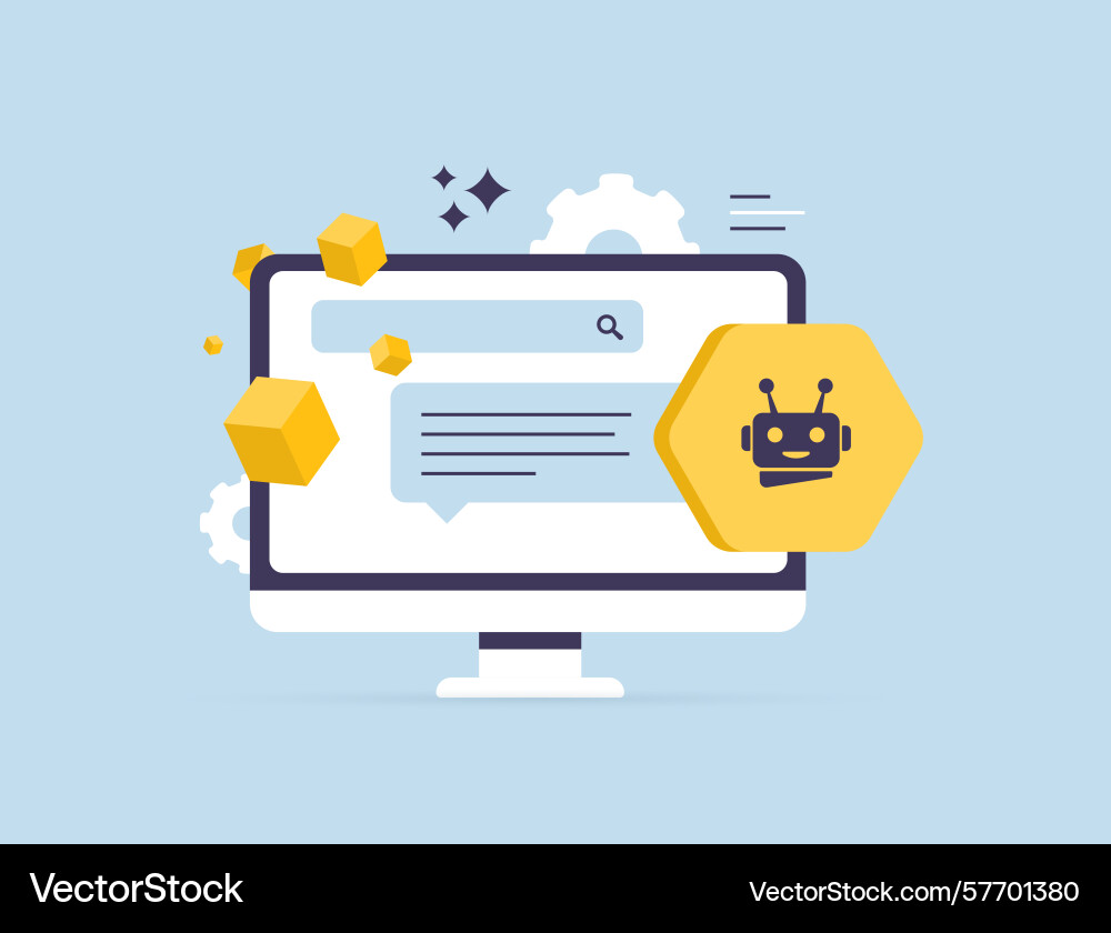 Ai Agent automatisiert Blockchain-Suche mit smart Ai Agent automatisiert Blockchain-Suche mit smart Vektorbild