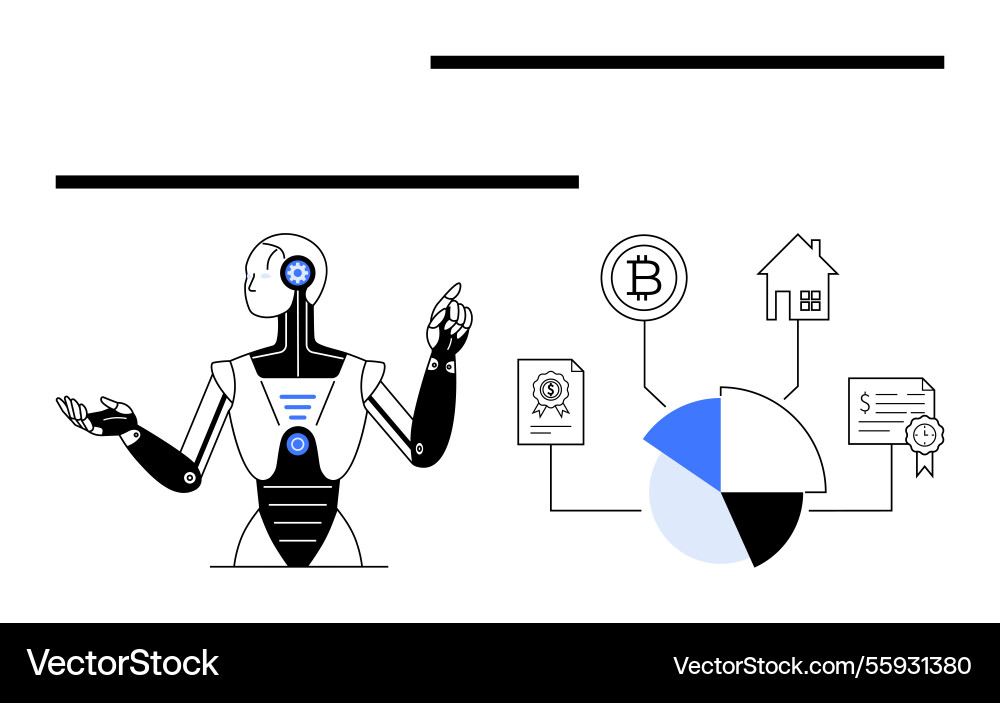 Ai robot explaining technology concepts with data Ai robot explaining technology concepts with data vector image