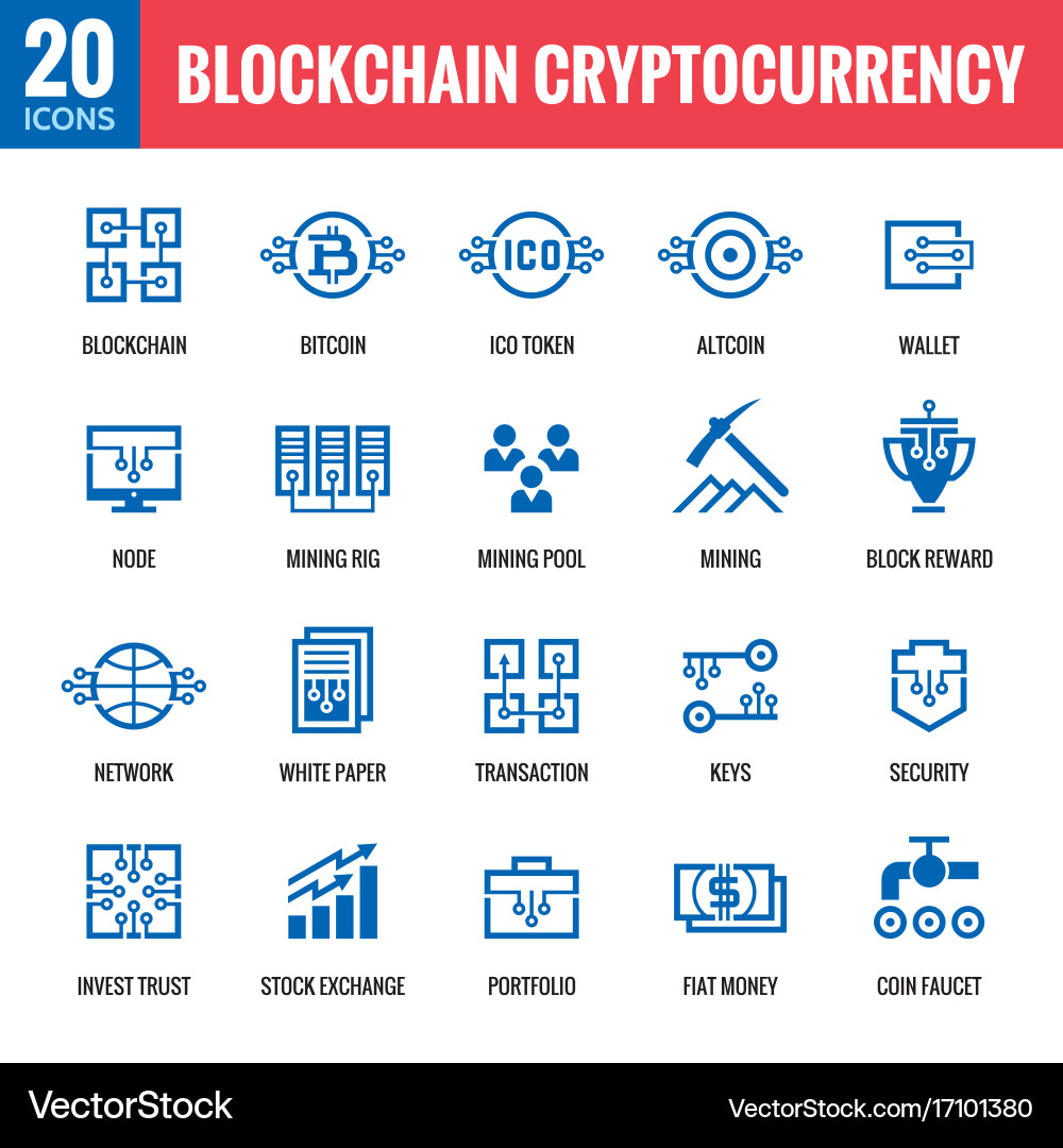 Blockchain & Crypto Icons Royalty Free Vector Image