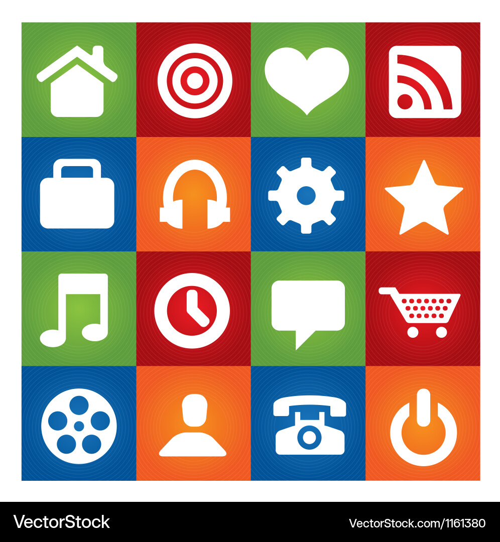 Colored user interface pictograms set isolated Vector Image