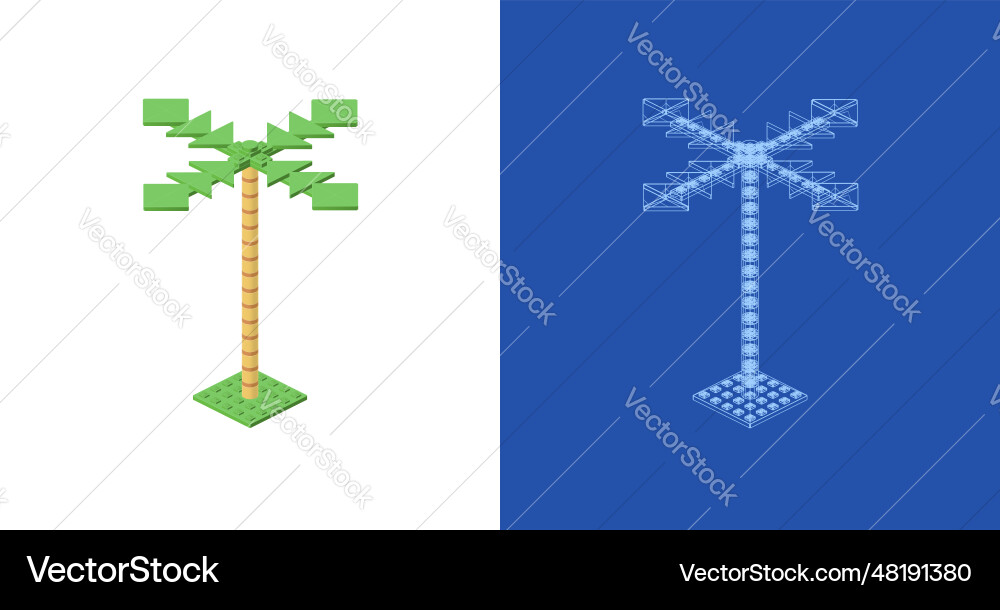 Concept with palm tree in isometric style Vector Image