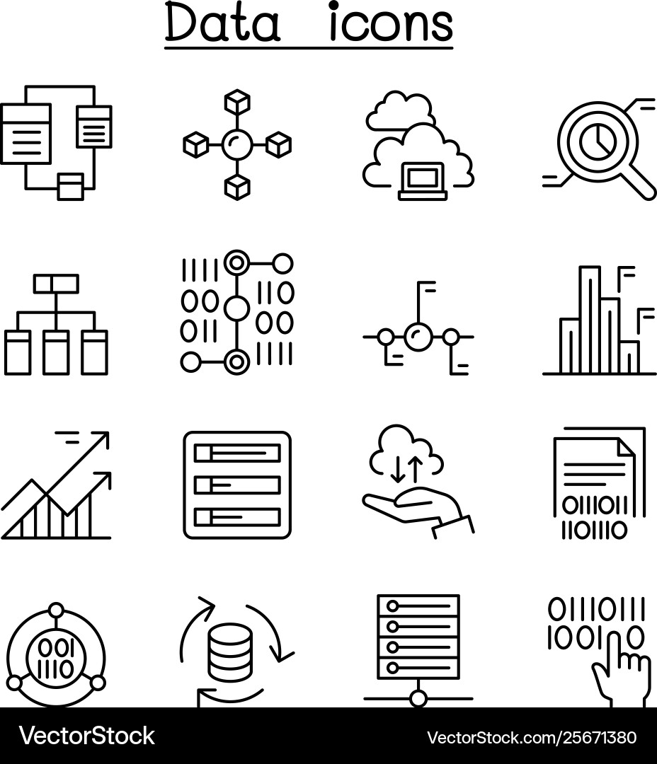Data database graph chart diagram icon set Data database graph chart diagram icon set vector image