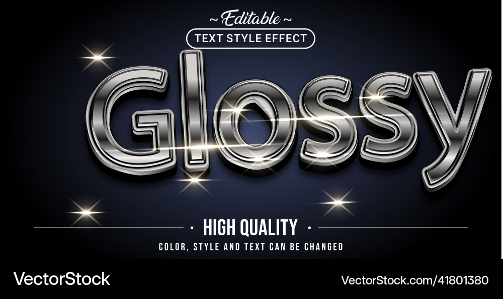 Editable text style effect - chrome glossy Editable text style effect - chrome glossy Vector Image