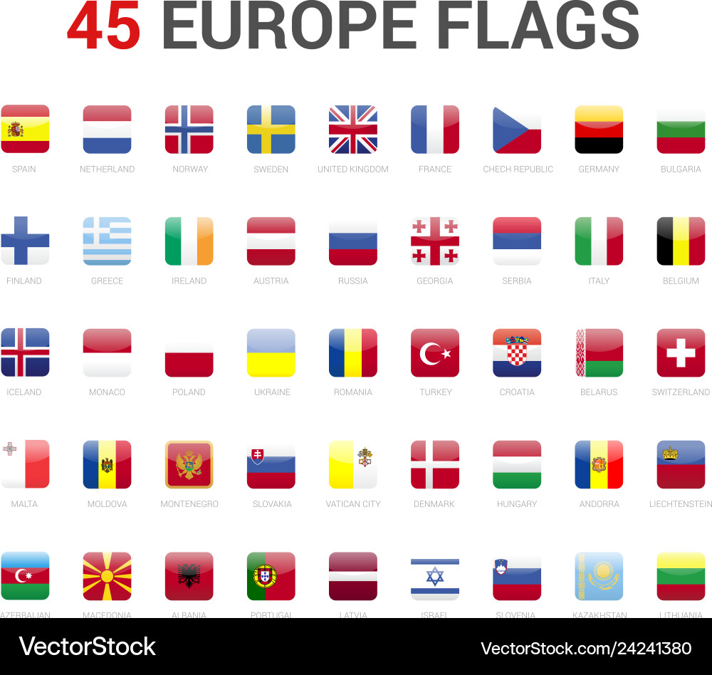 Europa Fahnen Ikone 45 Fahnen abgerundet quadratisch Europa Fahnen Ikone 45 Fahnen abgerundet quadratisch vektorbild