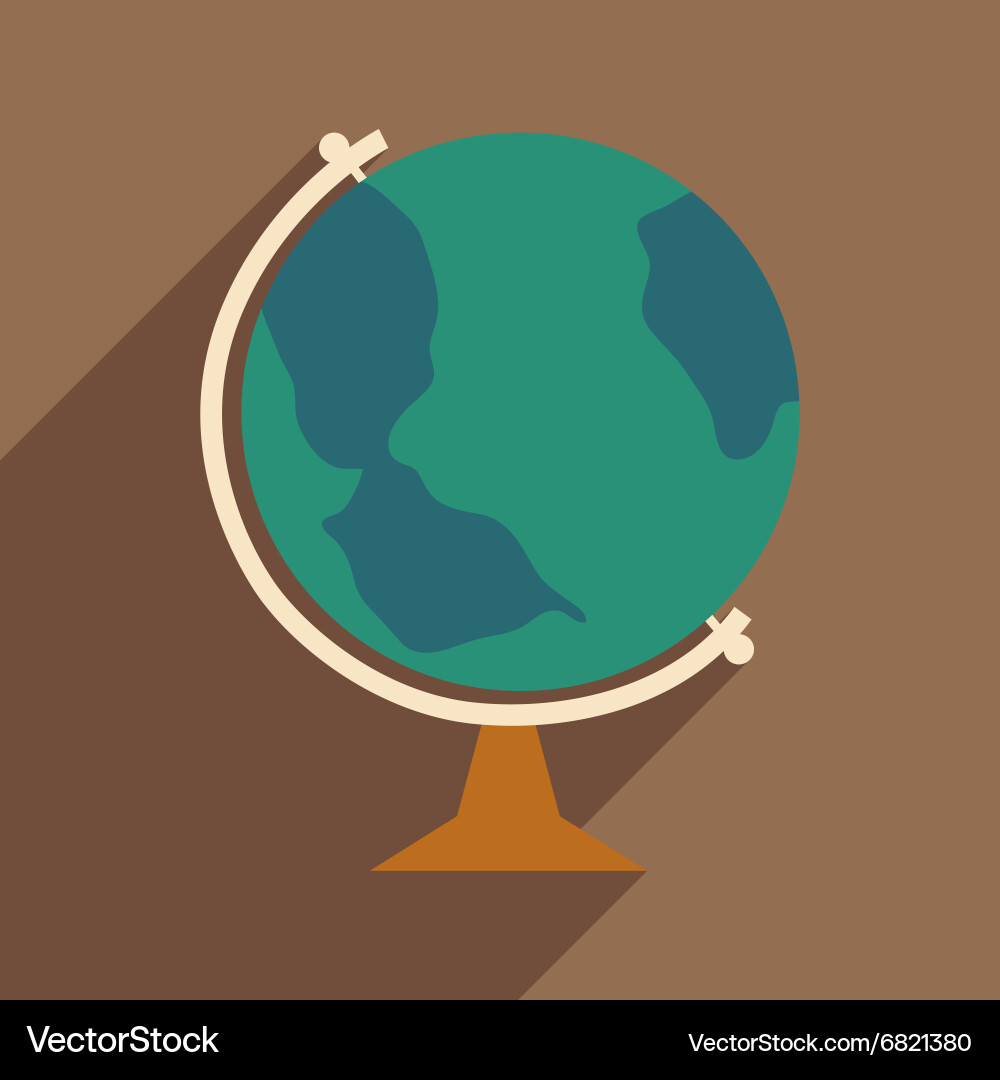Flat with shadow icon and mobile application globe vector image