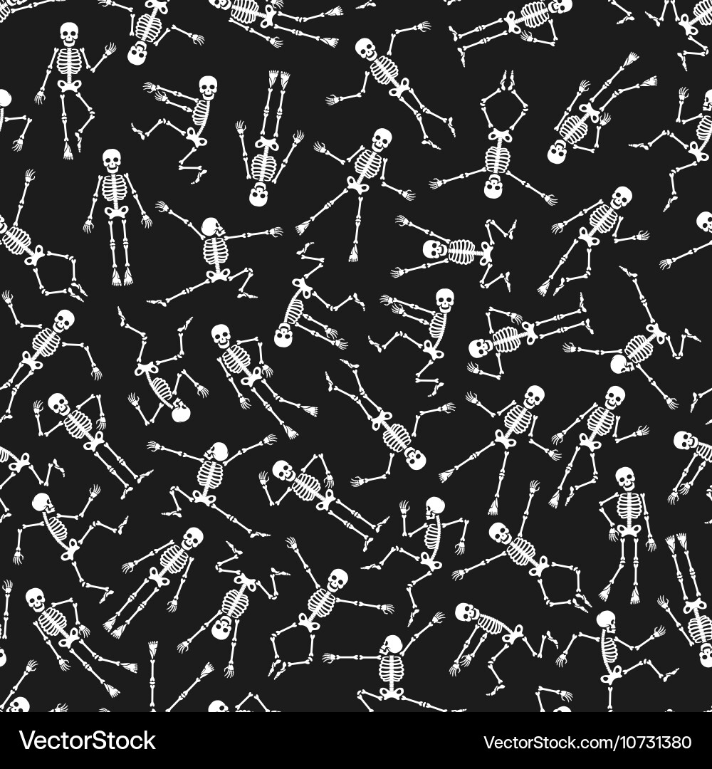 Halloween Skeleton Dance Pattern Vector Image
