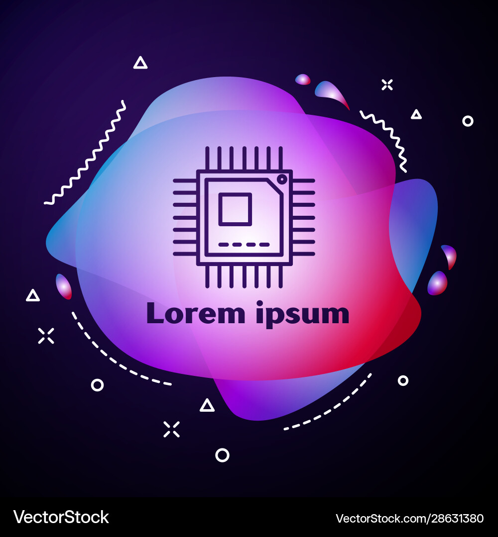 Purple line computer processor with microcircuits Purple line computer processor with microcircuits vector image
