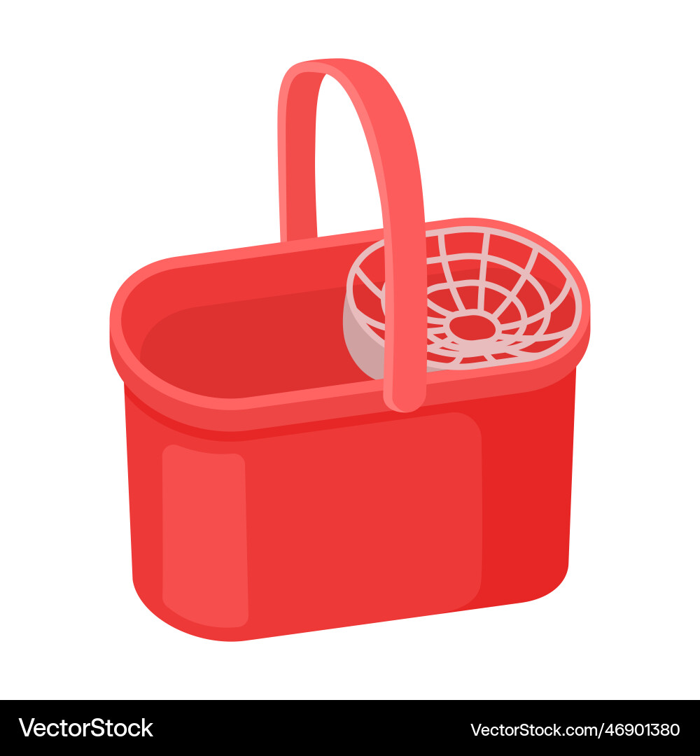 Rectangular bucket with mesh for large debris Rectangular bucket with mesh for large debris vector image