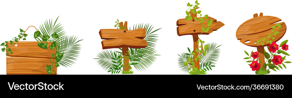 Road signs with branches frames game elements Vector Image