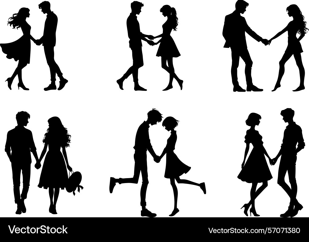 Romantic couple silhouettes set perfect Romantic couple silhouettes set perfect Vector Image