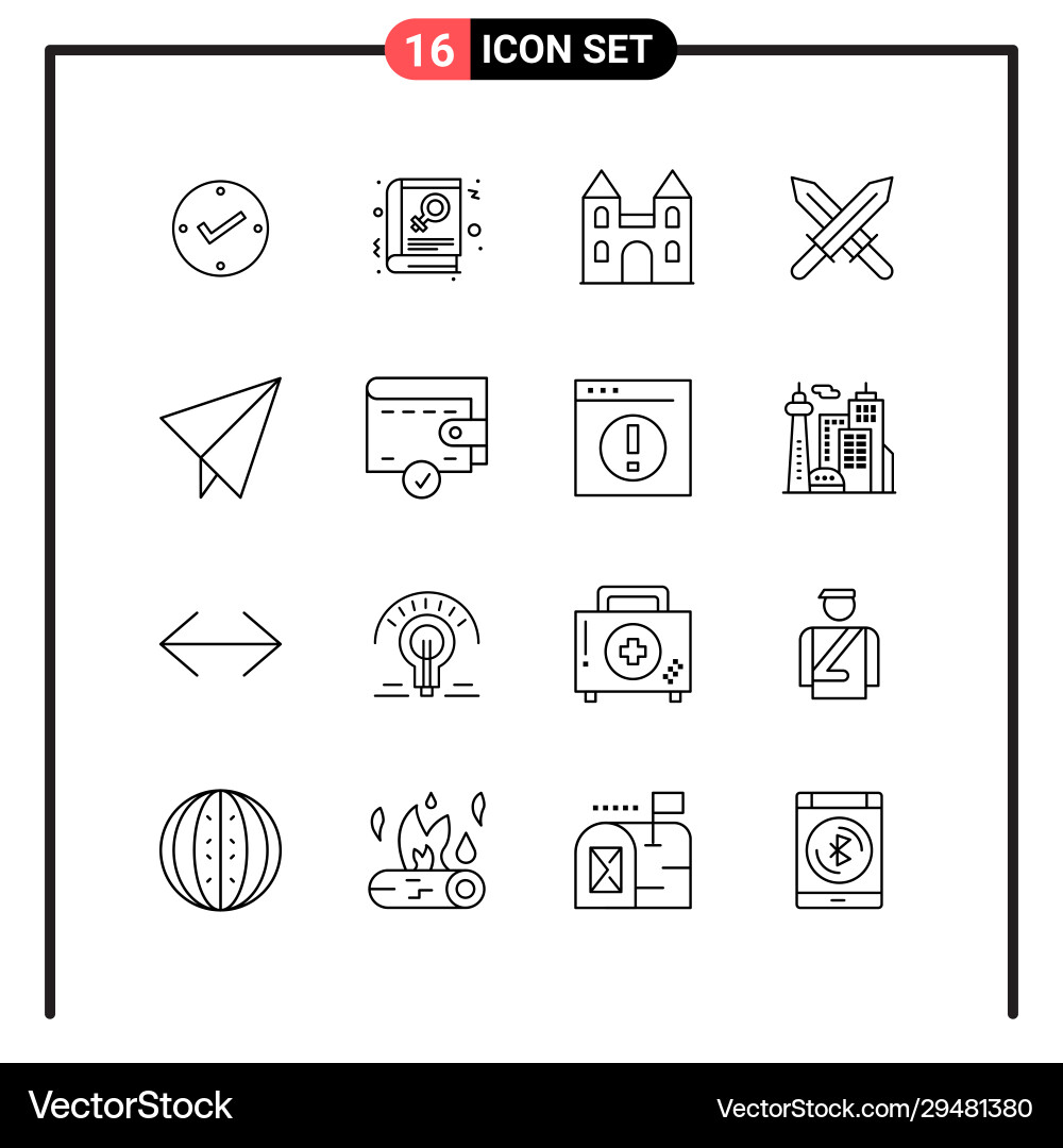 Set 16 line style icons for web and mobile Set 16 line style icons for web and mobile vector image