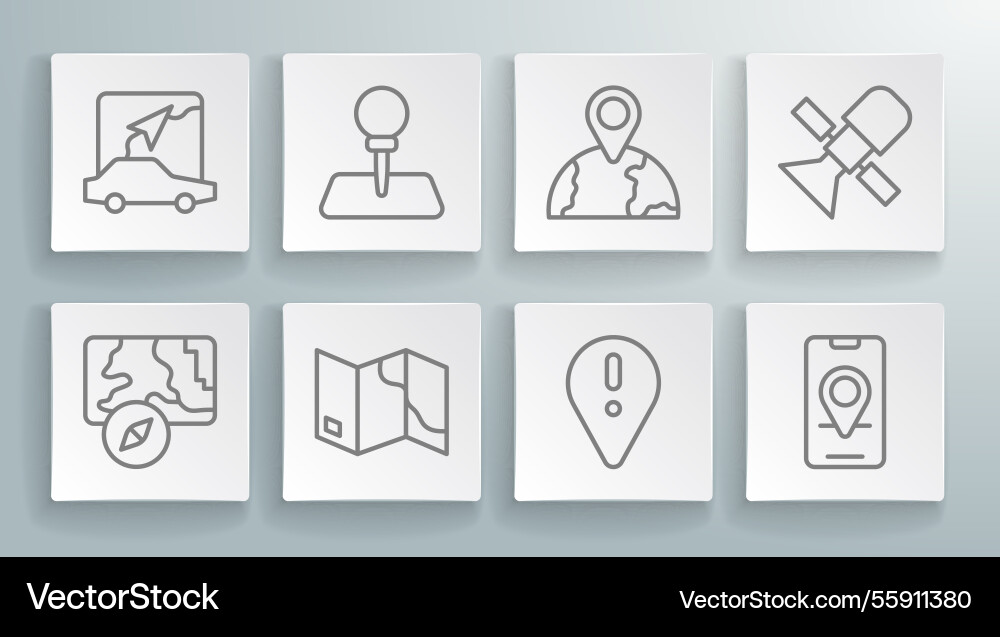 Set line city map navigation push pin folded Set line city map navigation push pin folded Vector Image
