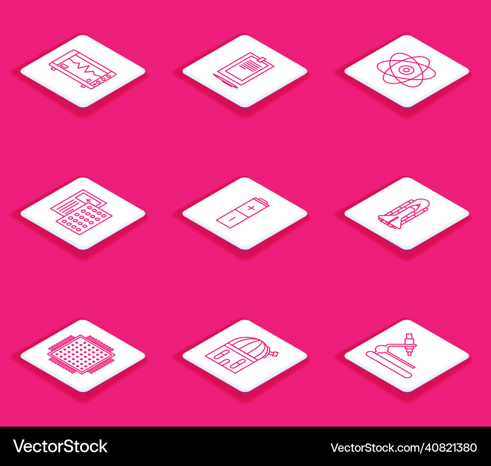 Set line computer monitor with cardiogram Vector Image
