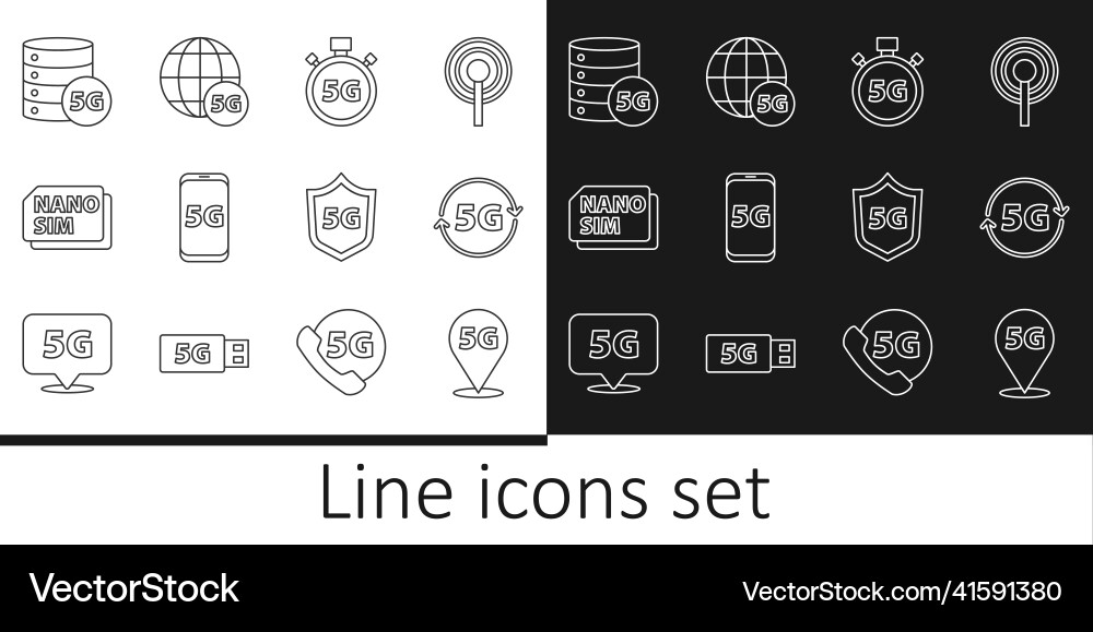 Set line location 5g network digital speed meter Set line location 5g network digital speed meter vector image