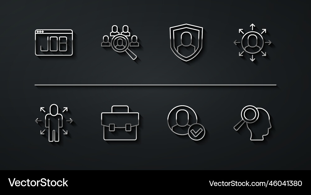 Set line search job multitasking manager working Vector Image