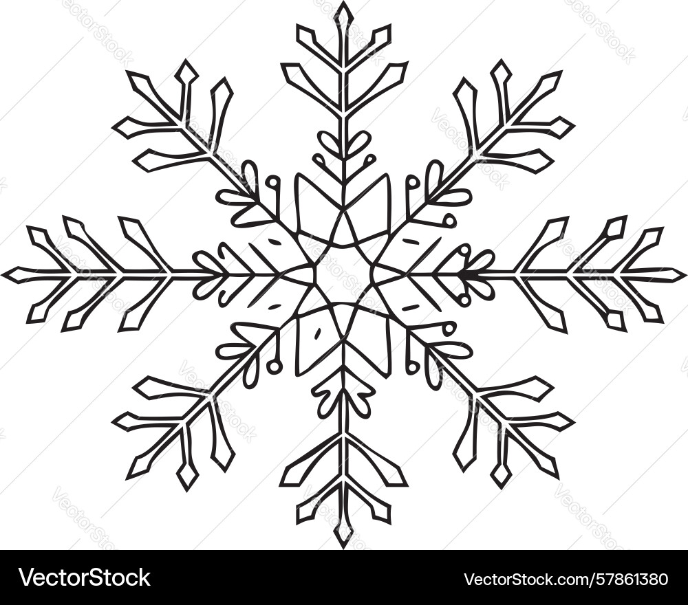 Symmetrical snowflake outline design Vector Image
