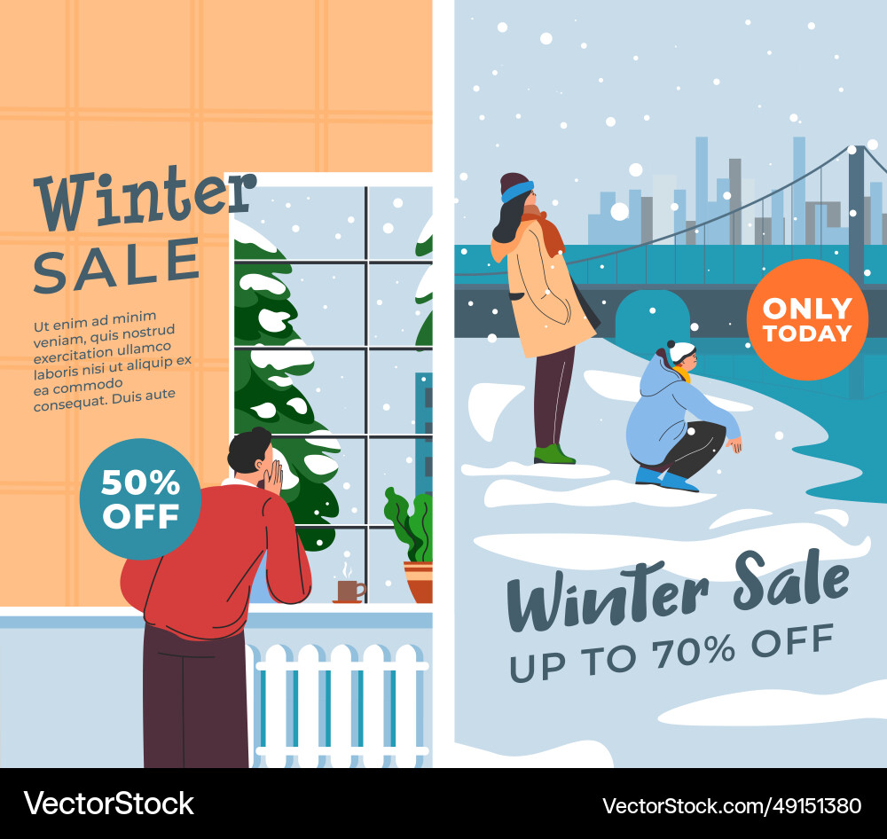 Winter sale up to seventy percent off only today vector image