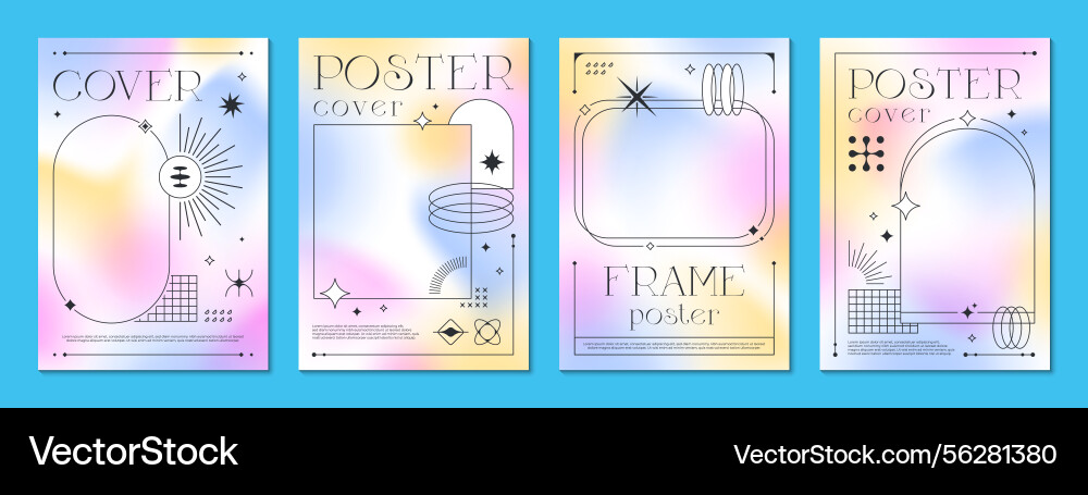 Y2k color gradient background posters with frames Y2k color gradient background posters with frames vector image
