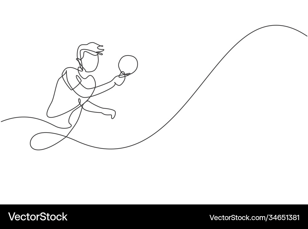 Agile Table Tennis Player - Single Line vector image