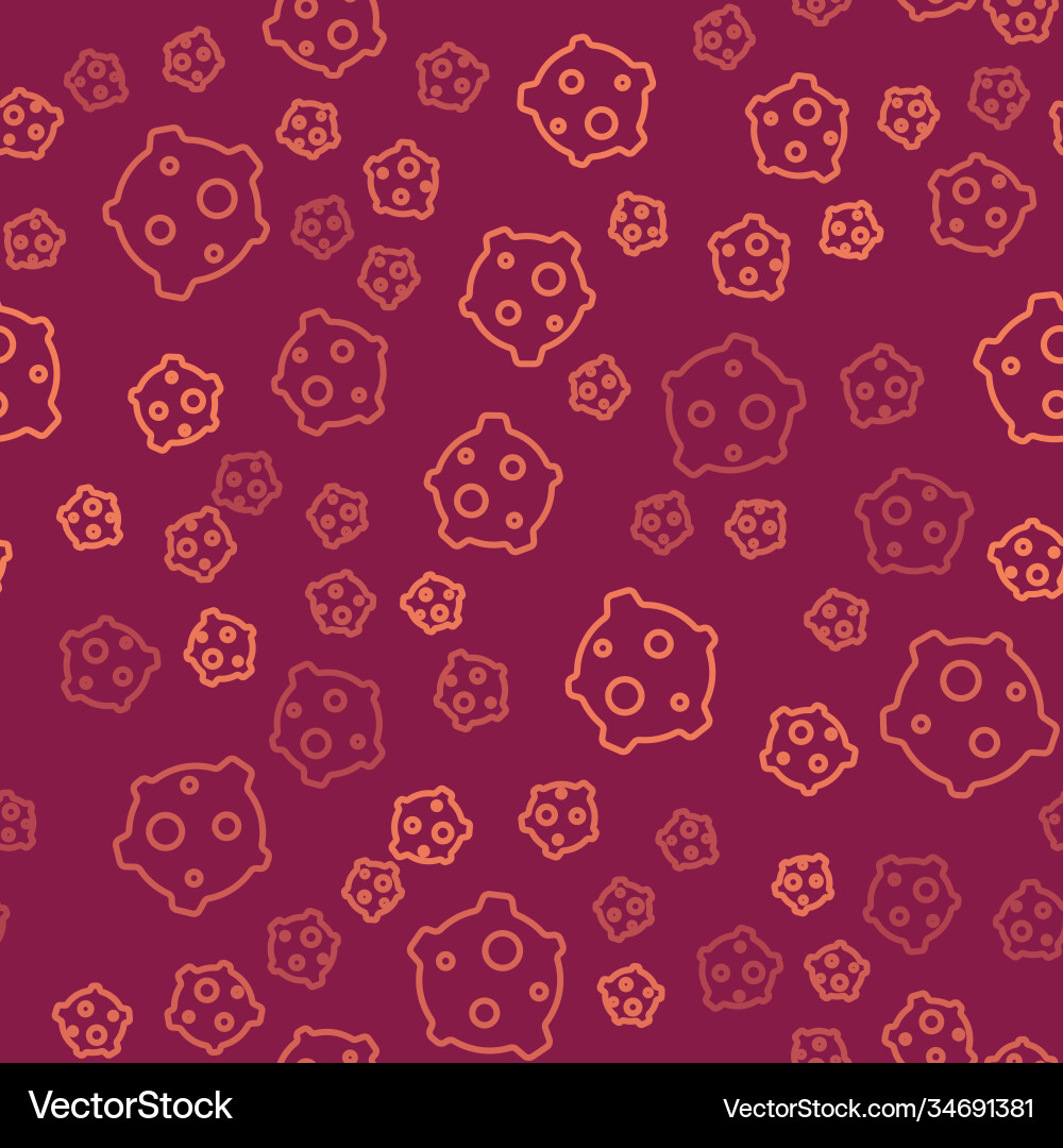 Brown line asteroid icon isolated seamless pattern vector image