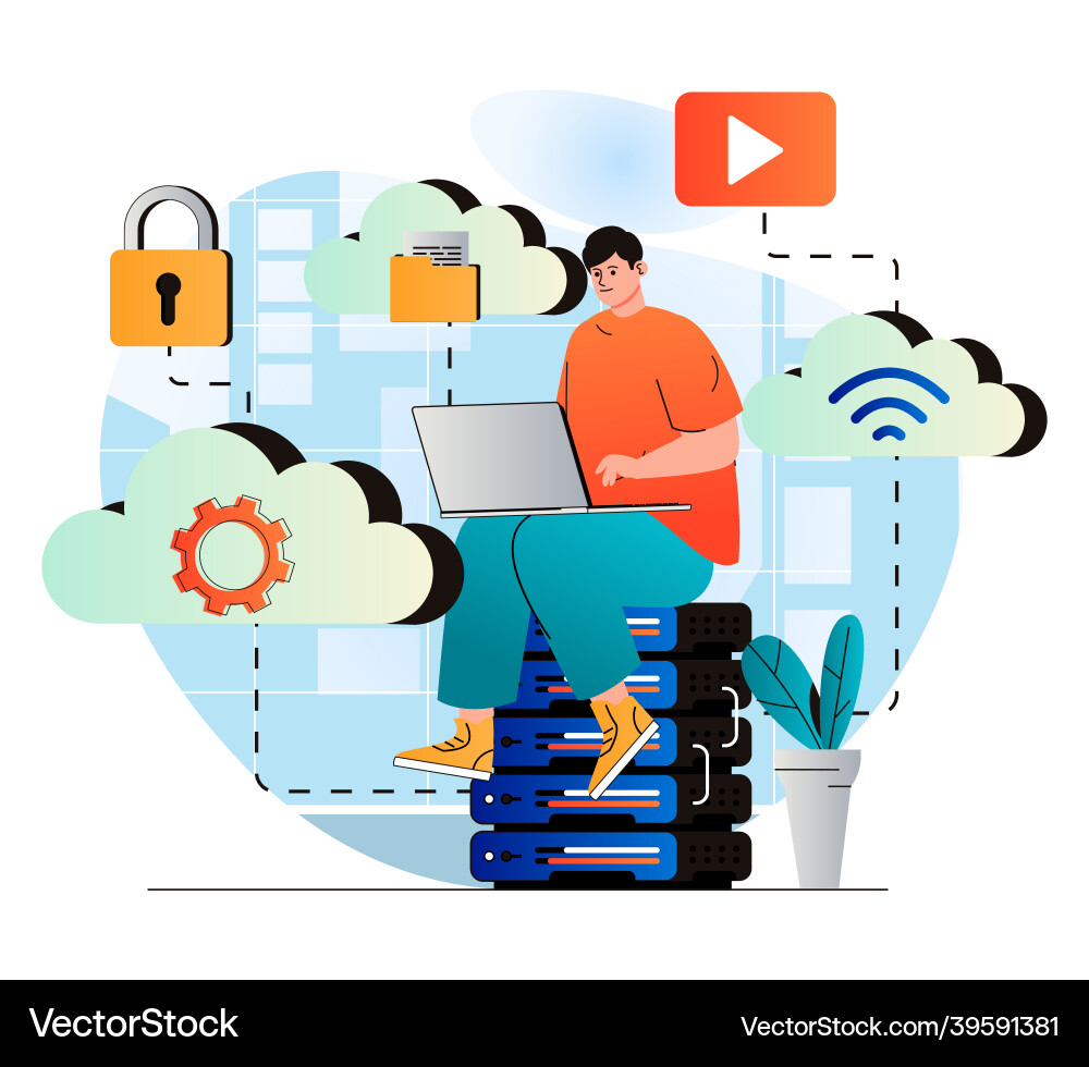 Cloud computing concept in modern flat design Cloud computing concept in modern flat design vector image