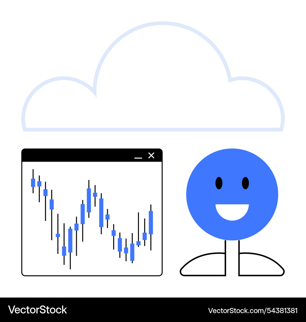 Cloud computing representation with smiling figure Cloud computing representation with smiling figure vector image