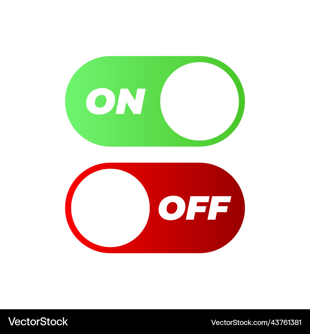 Flache Icon auf und aus Toggle Schalter-Taste Format vektorbild