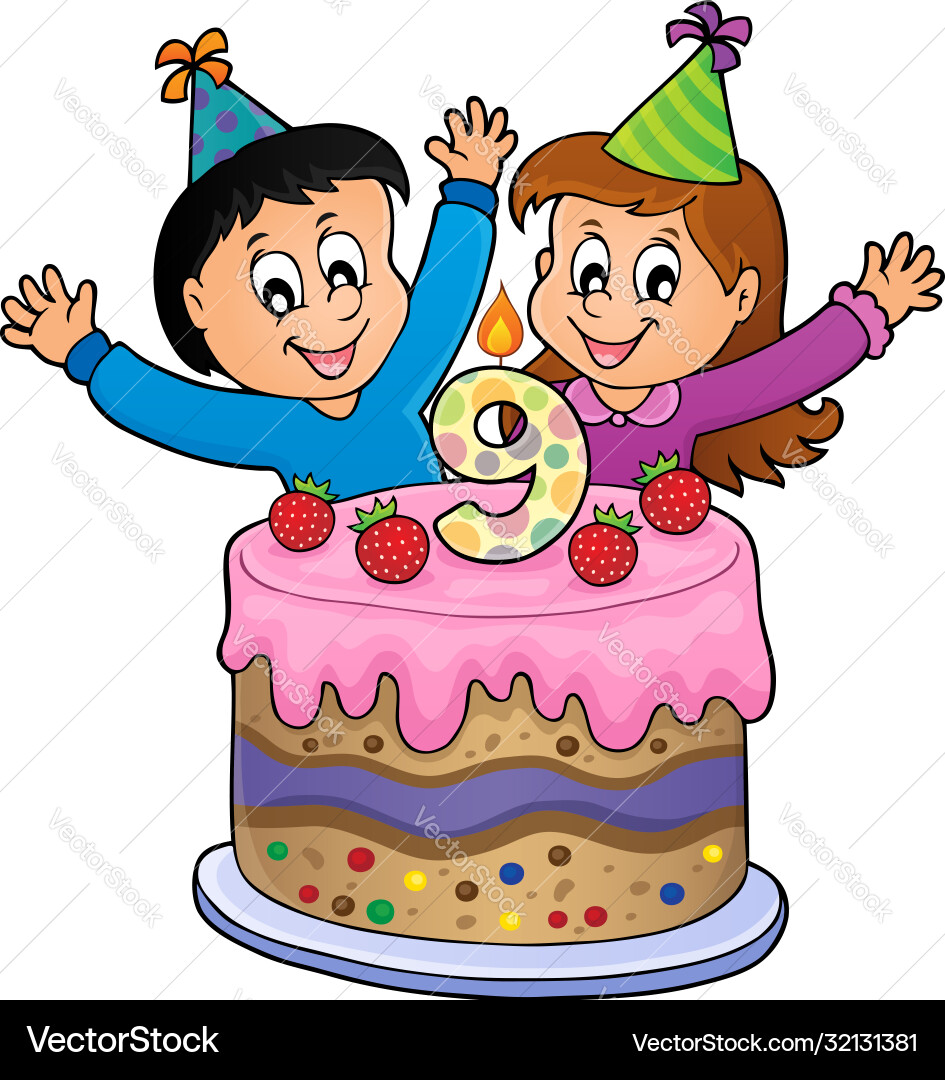 Happy Birthday Bild für 9 Jahre Happy Birthday Bild für 9 Jahre vektorbild