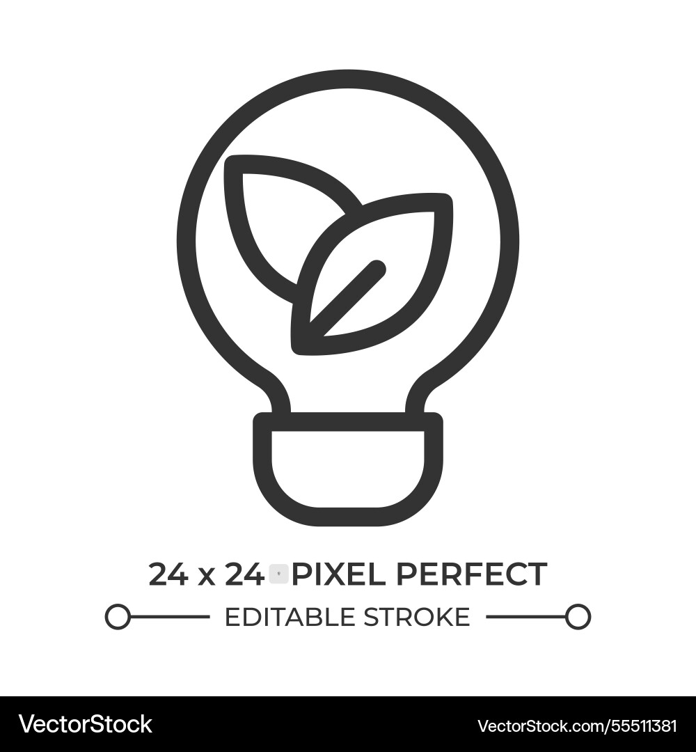 Lightbulb with leaves inside line ui icon Lightbulb with leaves inside line ui icon Vector Image