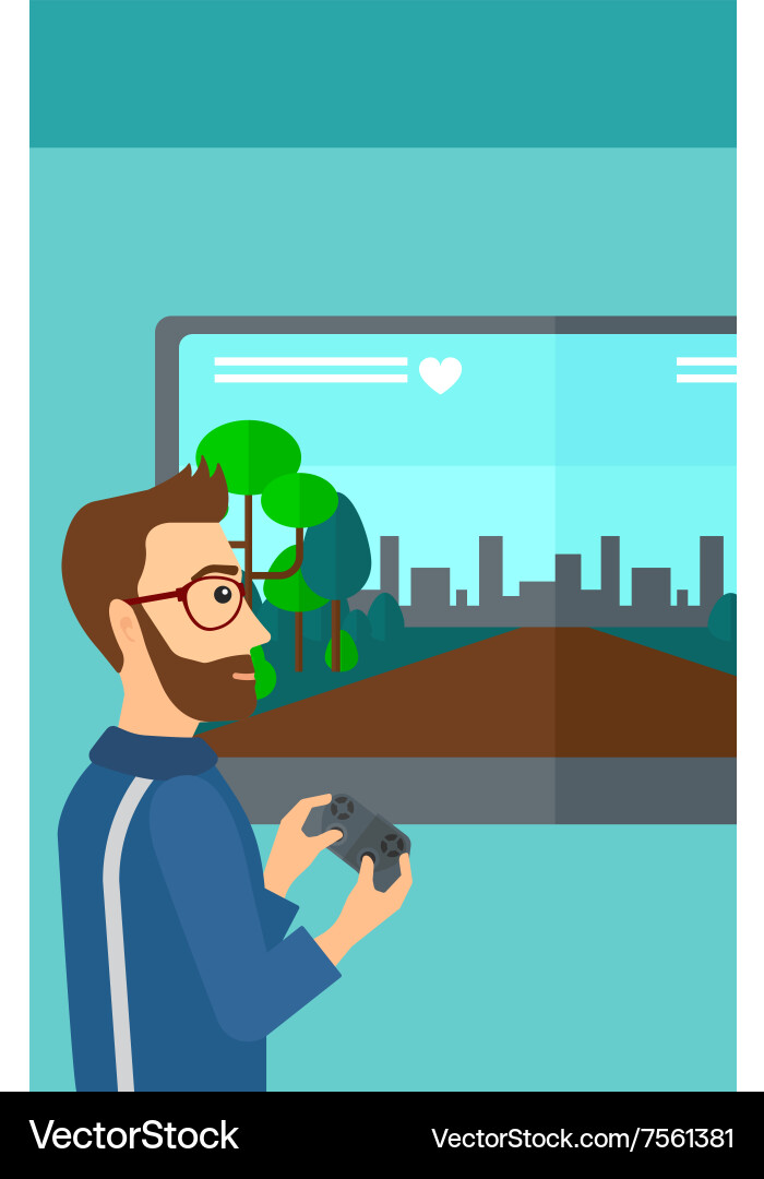 Man playing video game Vector Image