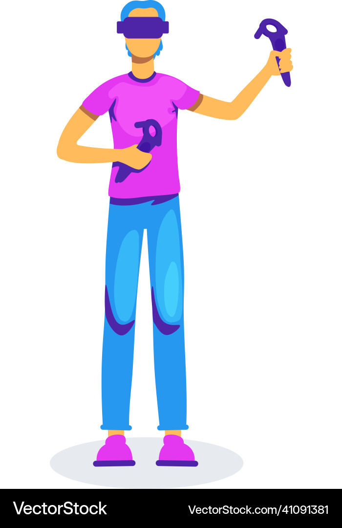 Man with vr controllers flat color faceless Man with vr controllers flat color faceless vector image