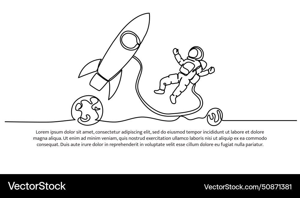 One continuous line of space exploration One continuous line of space exploration vector image