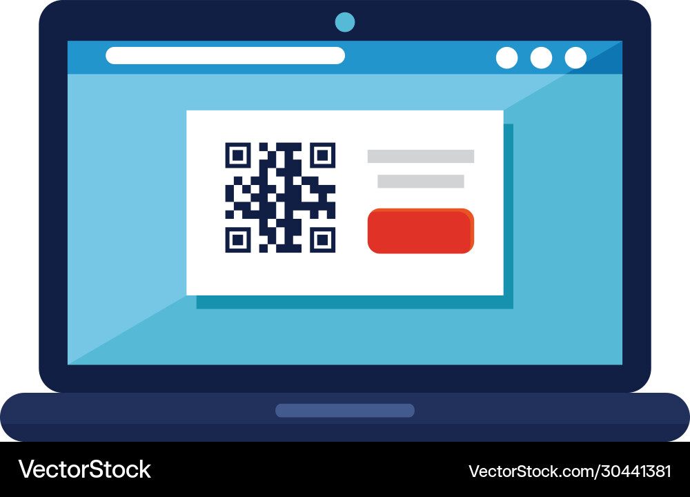 Qr code inside laptop design vector image