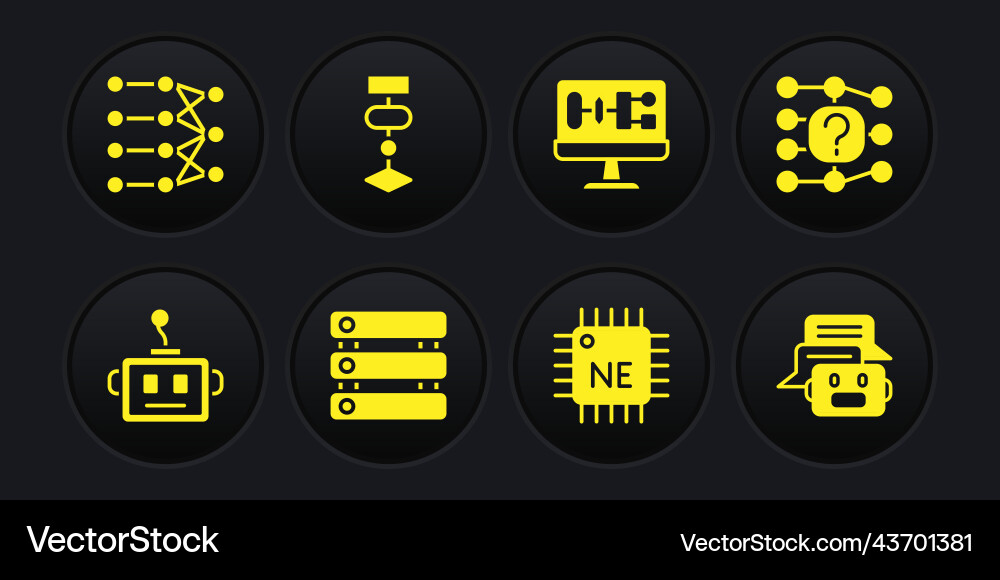 Set artificial intelligence robot neural network Set artificial intelligence robot neural network vector image