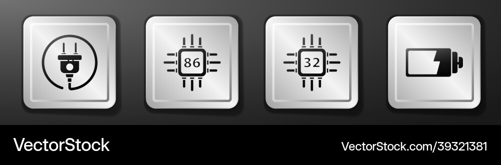 Set electric plug processor with microcircuits Set electric plug processor with microcircuits Vector Image
