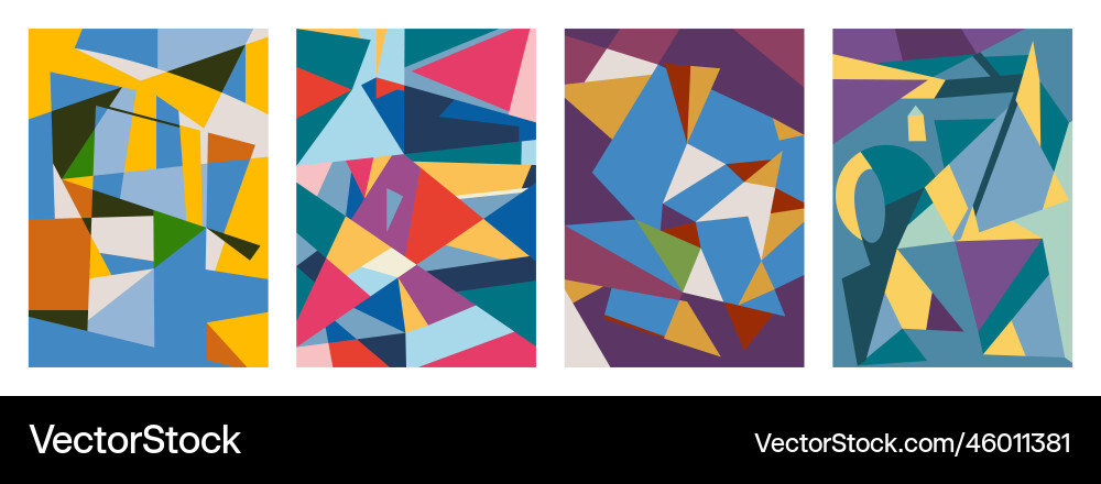 Set of creative geometric cards abstract geometry Set of creative geometric cards abstract geometry vector image