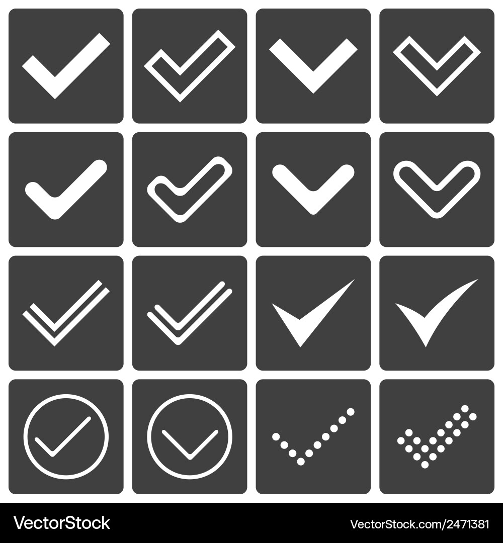 Set of icons ticks check marks Vector Image