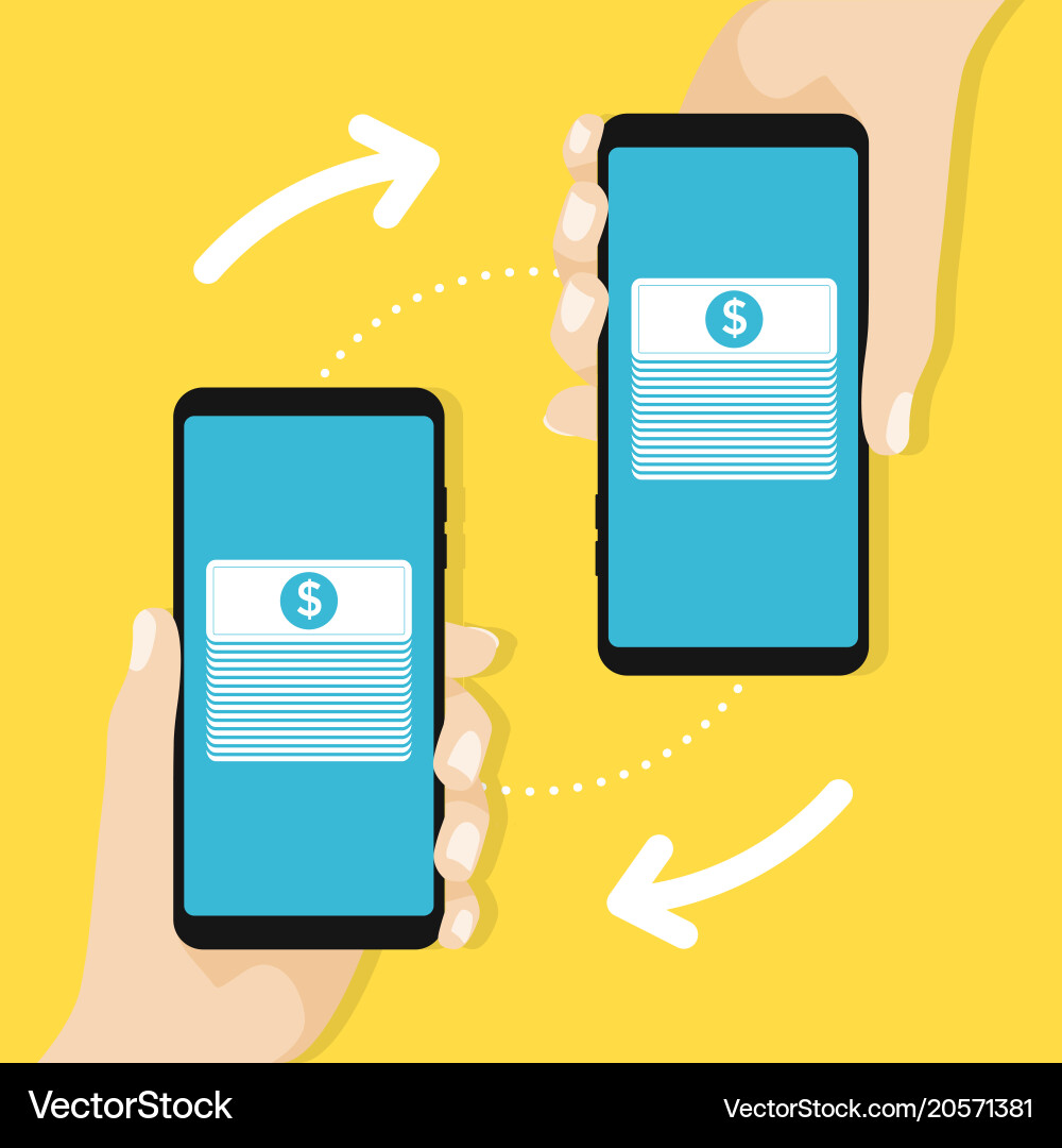 Smartphone with processing of mobile payments Vector Image