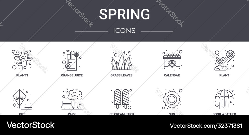 Spring concept line icons set contains Spring concept line icons set contains vector image