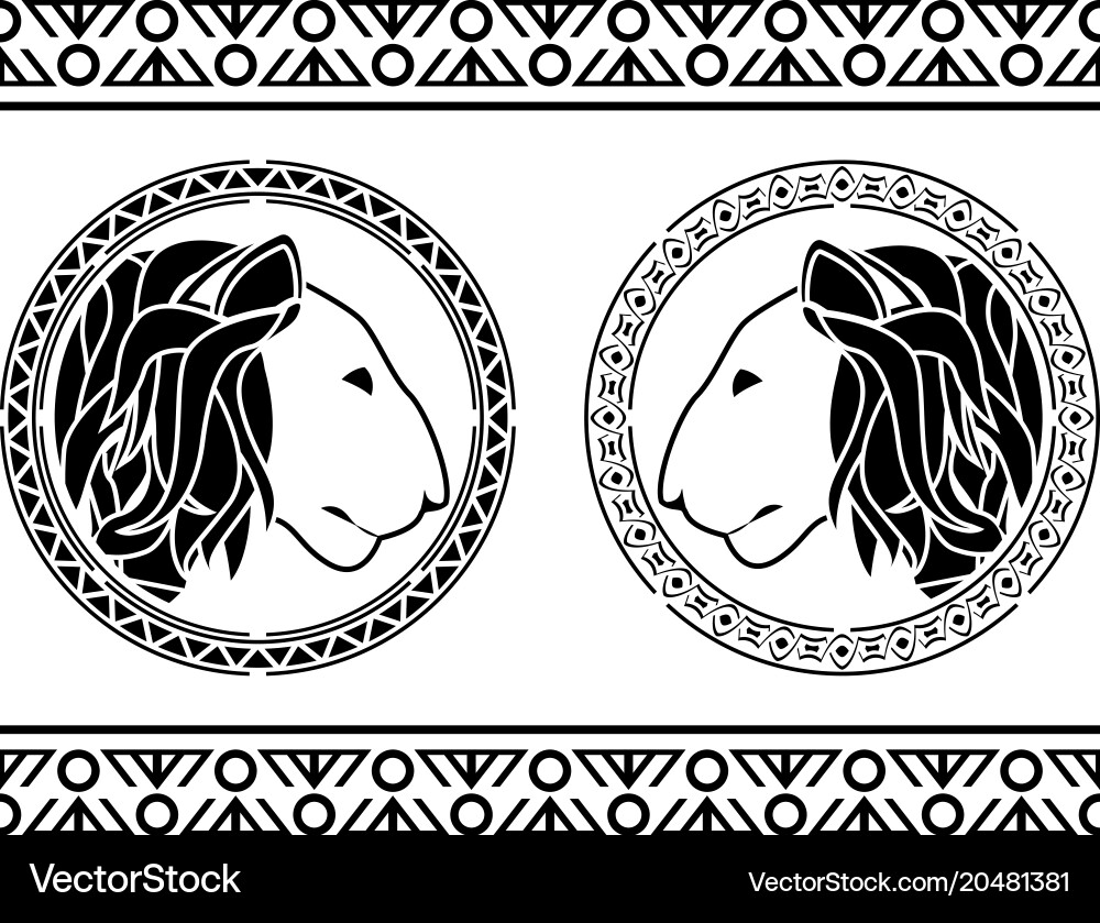 Stencils of lion head Vector Image