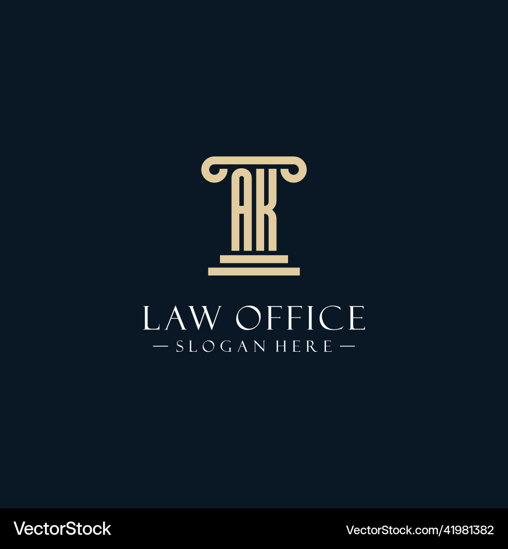 Ak initial monogram logos with pillar shapes style Ak initial monogram logos with pillar shapes style Vector Image