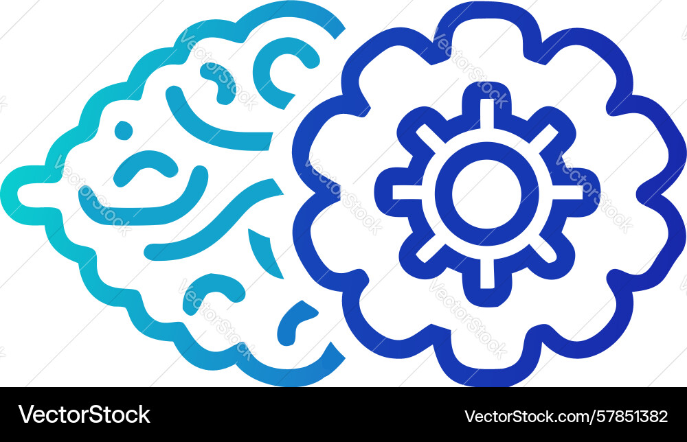 Brain and logic integration cognitive mechanism vector image