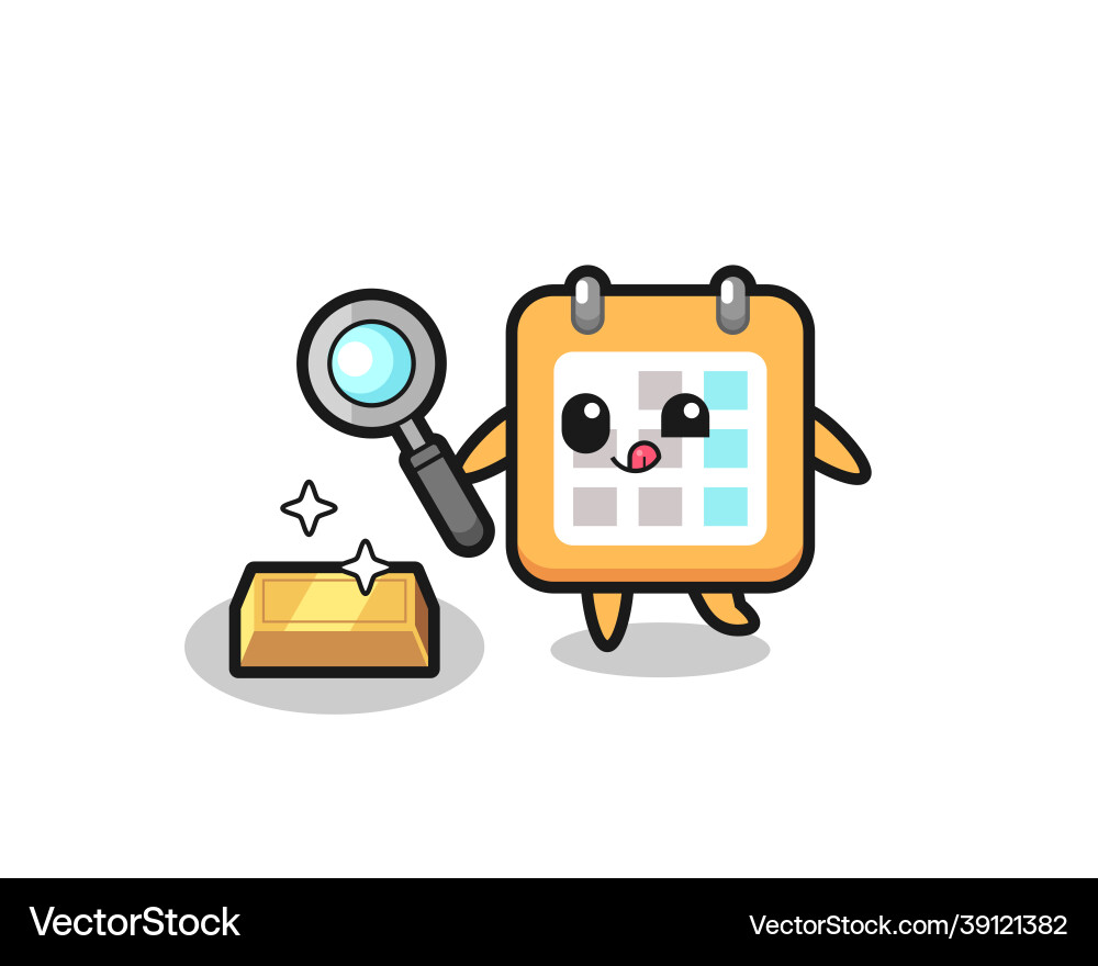 Calendar character is checking the authenticity Calendar character is checking the authenticity Vector Image